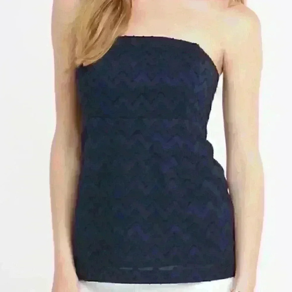 Vineyard Vines Chevron Jacquard Strapless Top Sz 2 EUC - Picture 2 of 4